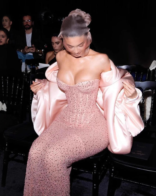 Europäisches und amerikanisches sexy Pailletten-Fischgräten-Tube-Top-Kleid mit schlanker Passform