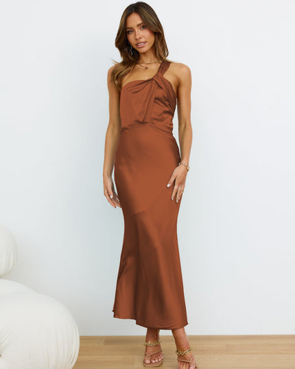 Women's Sleeveless One-shoulder Long Sense Dress