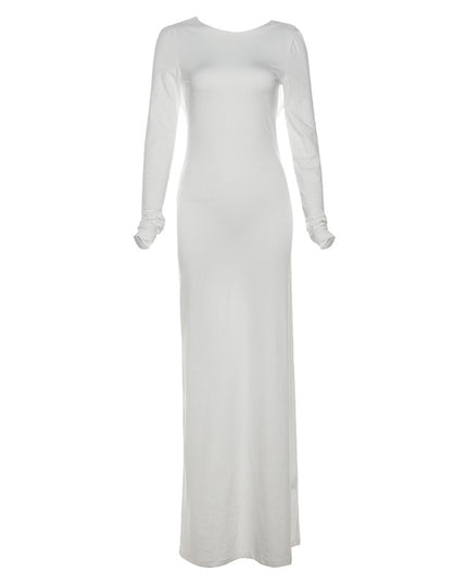 Modisches schmales rückenfreies Langarmkleid für Damen