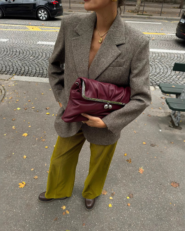 Autumn And Winter New Suit Coat Commute Minimalist Versatile Herringbone Pattern Wool-containing Suit Jacket