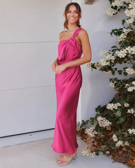 Women's Sleeveless One-shoulder Long Sense Dress