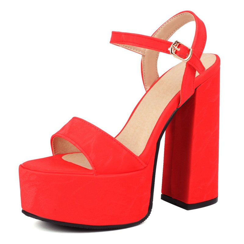 Sexy Women Sandals Open Toe Flock Ultrahigh Heel Buckle Strap Fashion Dating Shoes