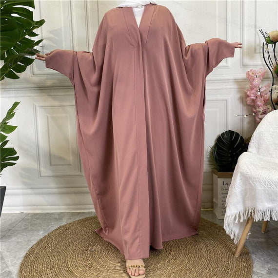 Single Breasted Djellaba Muslim Dress Dubai Fashion Bat Sleeved Abaya Muslim Robes Islam Robe With Belt