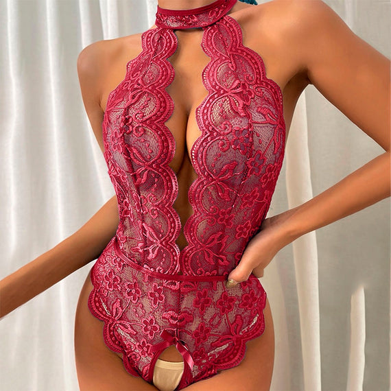 Open Croth Babyddoll Lingerie Sex Porn Temptation Exotic DressesWomen Sexy Lace BodysuitSleeveless Backless Teddy Lingerie