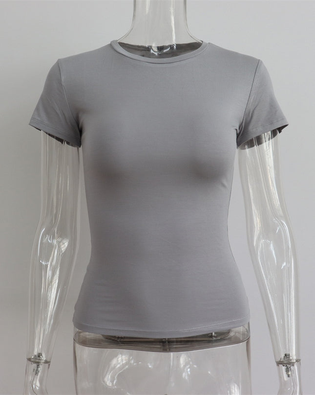 Lässige Mode Must-have Basic Kurzarm T-Shirts Rundhals Damen Oberteile Uni 2023 Sommer Slim Tops Kleidung