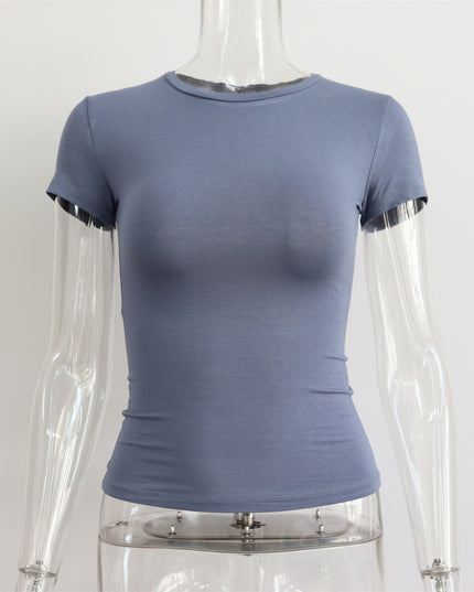Lässige Mode Must-have Basic Kurzarm T-Shirts Rundhals Damen Oberteile Uni 2023 Sommer Slim Tops Kleidung