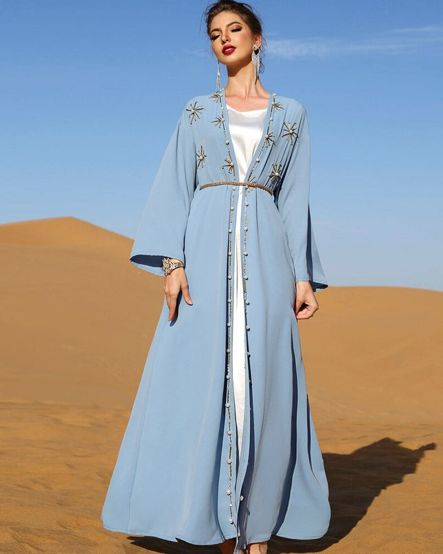 Elegant Silky Muslim Dress for Worship Services - Fashionable Abaya for Musulmane Women
