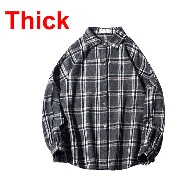 Men Harajuku Color Block Plaid Shirt 2023 Man Streetwear Fleece Shirts Long Sleeve Male Vintage Korean Fashions Clothes