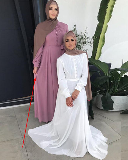 Djellaba Muslim Dress Big Swing Abaya Elegant Long Muslim Abayas Women Modest Wear Clothing EID Robes Belt