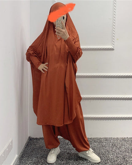 Islamic Hoodie Muslim Dresses Suits Prayer Abaya Jilbab Abaya with harem pants abaya Full Cover 2pcs sets Islamic Clothes