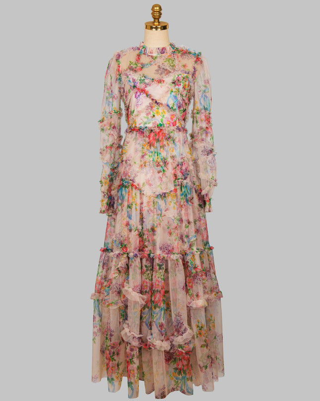 Boho Sommer Blumen Abendkleider Formelle Anlässe Ballkleider Langarm Elegant Sexy Spitze Maxi Lange Cocktailkleider Für Damen