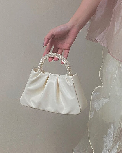 Sweet Pearl Handle Women's Small Shoulder Bags Pleated