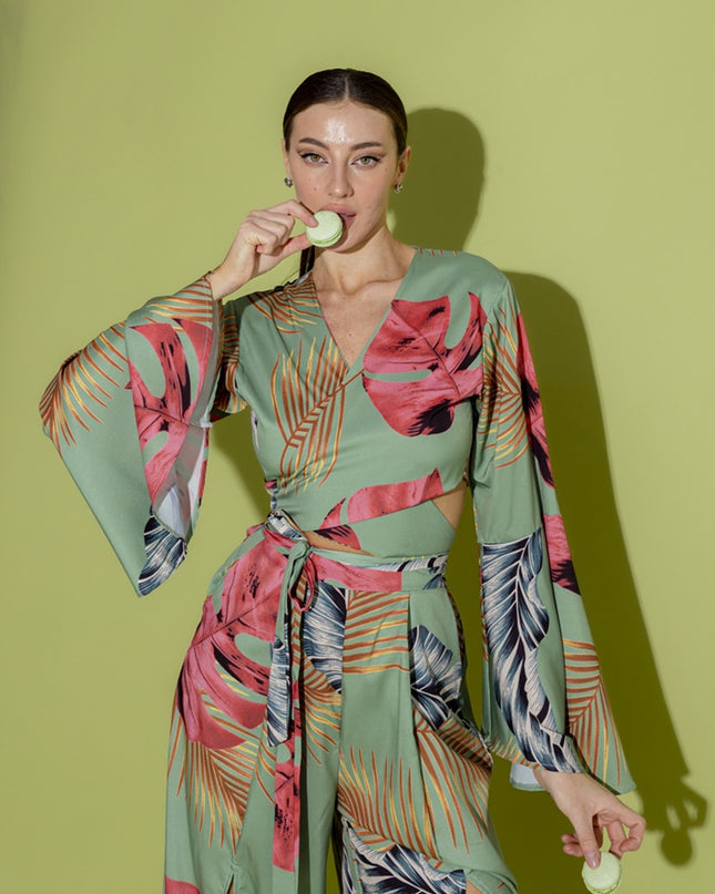 Boho Slit Sexy Tracksuit Women Two Piece Set Crop Top Pants Suit Casual Beach Loungewear 2 Piece Sets Womens Outfits Summer 2023