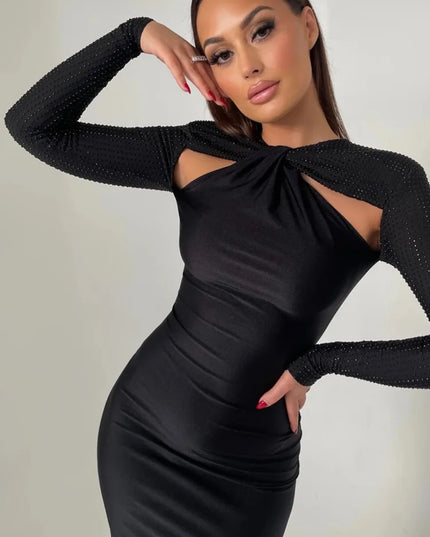 Glitzerndes Maxi-Kleid für Damen – glänzendes Bodycon-Kleid für Nachtclub-Partys