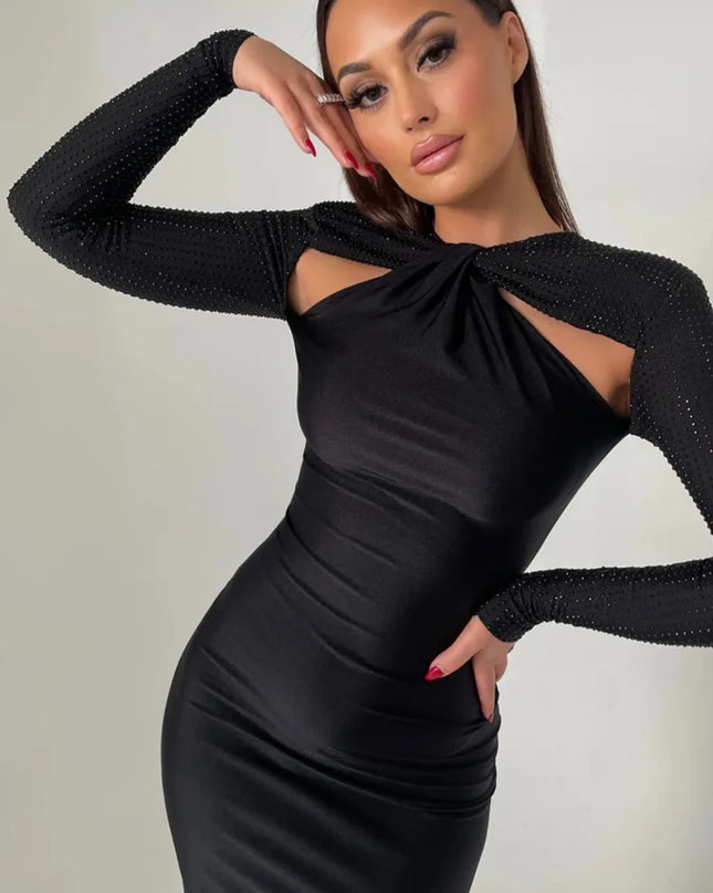 Glitzerndes Maxi-Kleid für Damen – glänzendes Bodycon-Kleid für Nachtclub-Partys