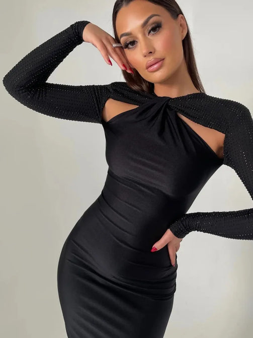 Sparkling Glitter Maxi Dress for Women - Shiny Night Club Party Bodycon Robe