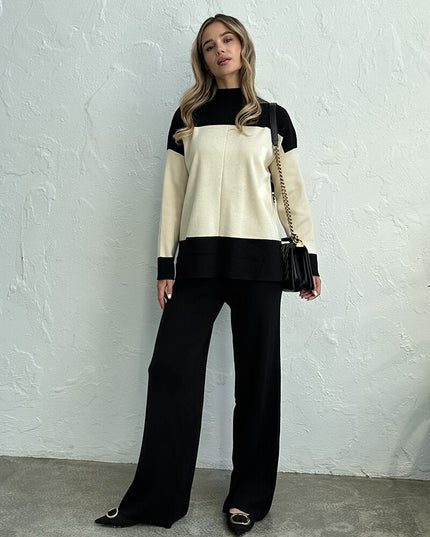 Elegant Women Knit Suit 2 Piece Pants Sweater Matching Set Knitted Two Piece Women Sets Knit Tracksuit Two Piece Set For Women