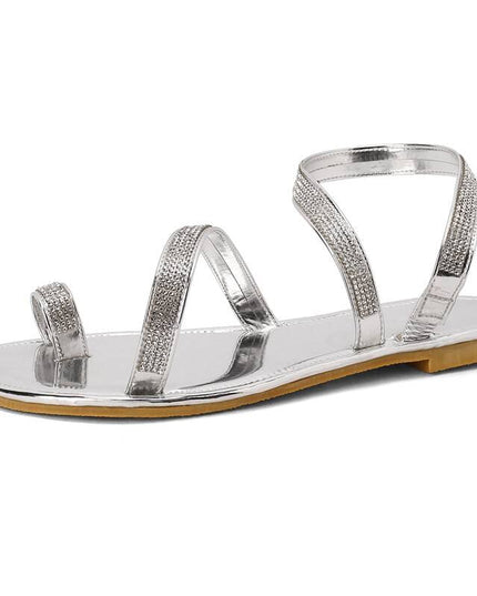 Women Sandals Flats Beach Bohemian Style Open Toe Slip On Simple Casual Female Shoes