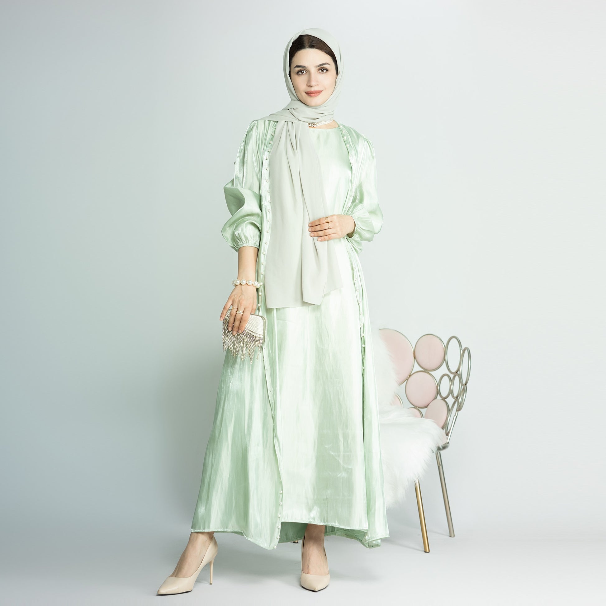 Djellaba Suits Abaya Dubai Two pieces Muslim Sets Dress Abaya Dubai Turkey Muslim Islam Abayas With Belt
