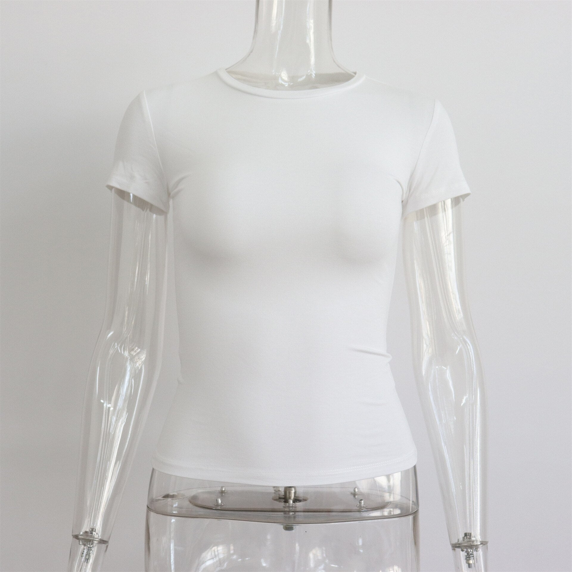 Casual Fashion Essential Basic Short Sleeve T-Shirts Round Neck Women's Tops Solid 2023 Summer Slim Tops Clothes
