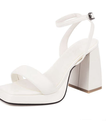 Design Ladies Sandals Square Toe Chunky Heels 9.5cm Platform 2cm Concise Sexy Dating Women Shoes Large