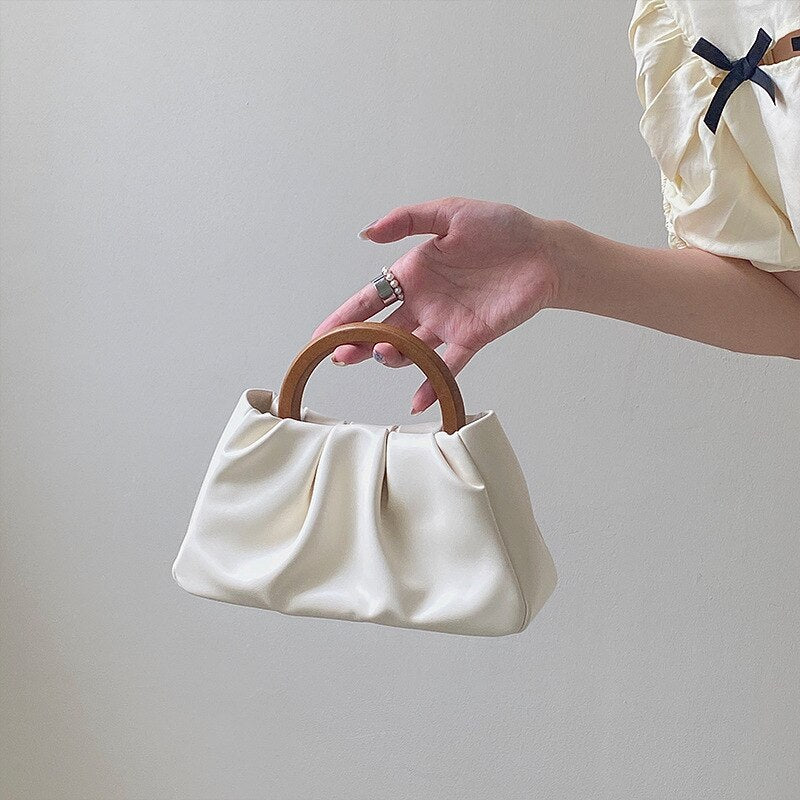 Sweet Pearl Handle Women's Small Shoulder Bags Pleated
