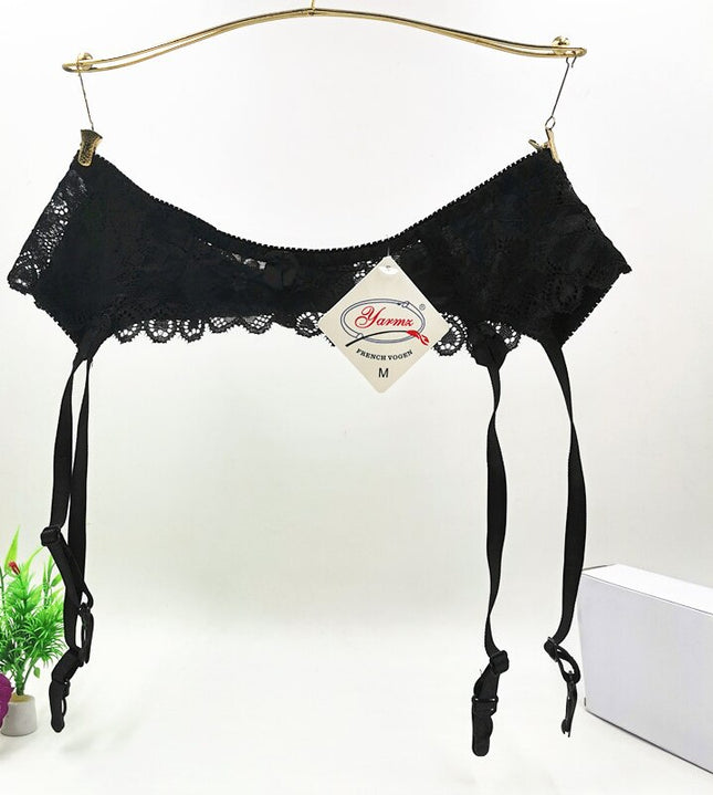 Sexig strumpebandshållare för kvinnor, plus size, spets, genomskinlig underkläder, justerbar dubbelknäppt hållare för strumpor