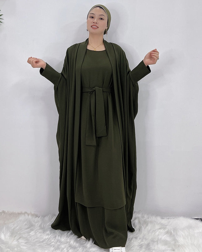 Djellaba Suits Abaya Dubai Two pieces Thicker Muslim Sets Dress Muslim Islam Abayas With Belt