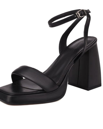 Design Ladies Sandals Square Toe Chunky Heels 9.5cm Platform 2cm Concise Sexy Dating Women Shoes Large