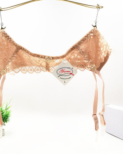 Sexig strumpebandshållare för kvinnor, plus size, spets, genomskinlig underkläder, justerbar dubbelknäppt hållare för strumpor