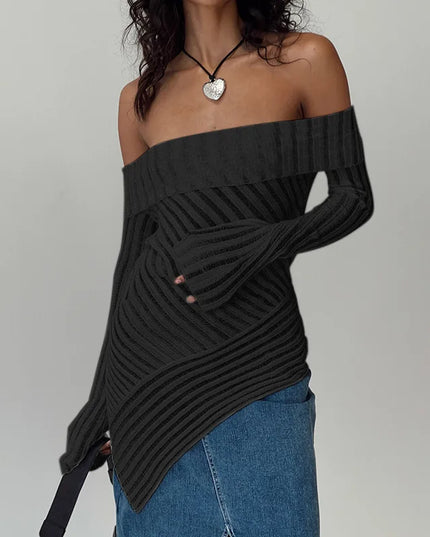 Sexy White Backless T-shirt - Irregular Long Sleeve Top for Women