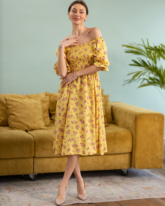 Schlitzkleider Blau Pink Rot Blumen Boho Sommer Lange Damenkleider Schulterfrei Sexy Strand Maxikleider für Damen 2023