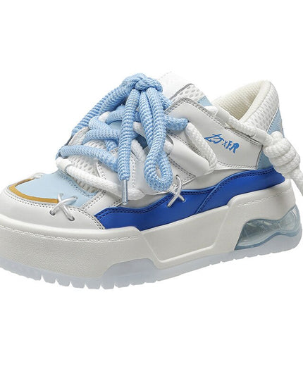 College Style Thick Bottom Ugly Cute Bread Shoes Female Niche Design Heightened Casual Board Shoes 2023 Summer New