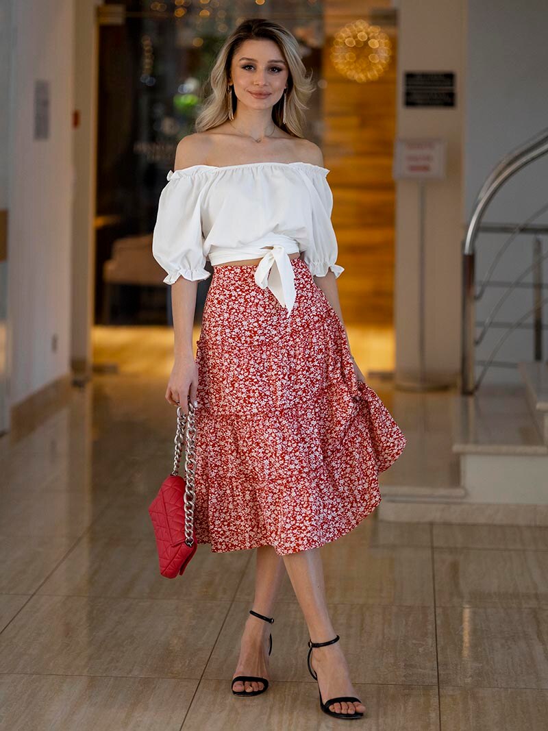 Summer Chiffon Two Piece Skirt Set Women Sexy Short Sleeve Crop Tops and Skirt Set Casual Streetwear 2 Pieces Set Women Outfit