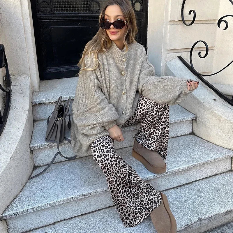 Women's Casual Oversized Cardigan Sweater - Loose Fit, Long Sleeve, O-Neck