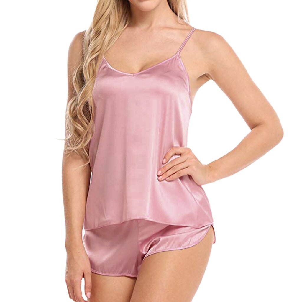 Ladies Sexy Pajamas Satin Pajamas Set Silk Lace Casual Two Piece Slings Fashion Solid Color Lingerie Women's Sexy Pajamas