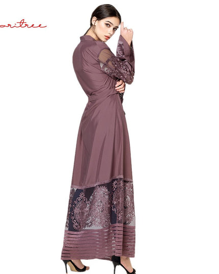 Fashion Muslim Adult lace Embroidery Robe Musulmane Dubai Abaya Muslim Robe Arab Worship Service abaya