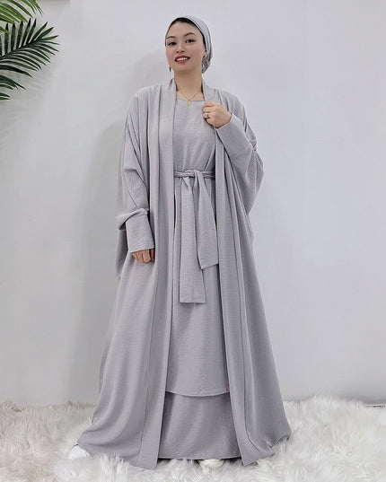 Djellaba Suits Abaya Dubai Two pieces Thicker Muslim Sets Dress Muslim Islam Abayas With Belt