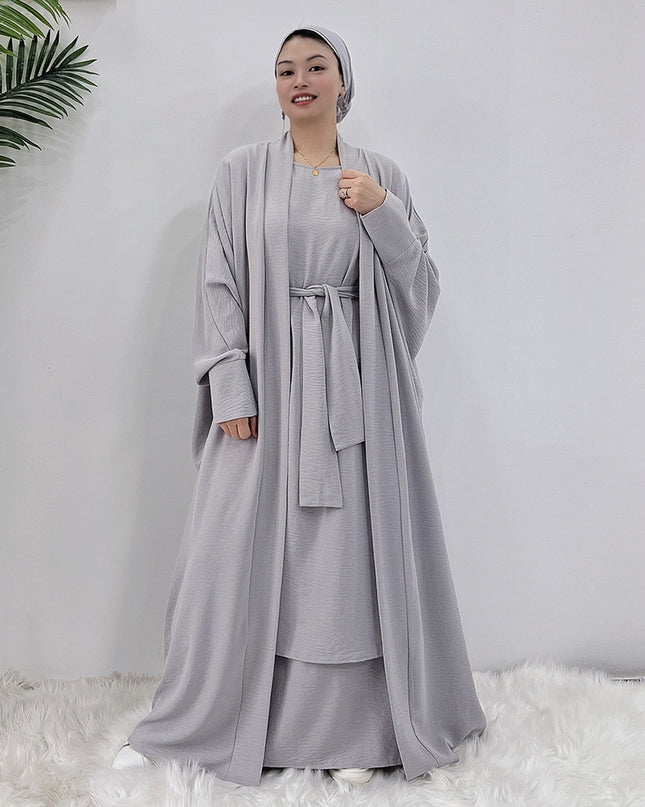 Djellaba Suits Abaya Dubai Two pieces Thicker Muslim Sets Dress Muslim Islam Abayas With Belt