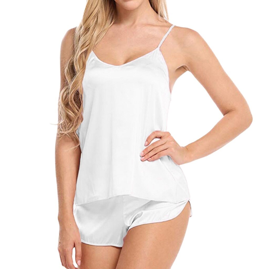 Ladies Sexy Pajamas Satin Pajamas Set Silk Lace Casual Two Piece Slings Fashion Solid Color Lingerie Women's Sexy Pajamas