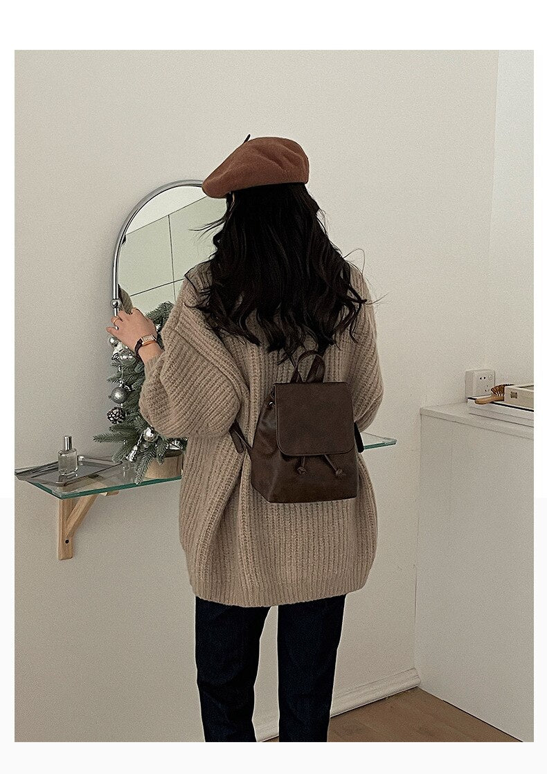 Vintage Design Women's Small Backpack College Girls School