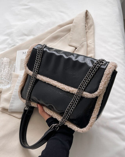 Bag Black Metal Chain Flap Handbags 2023 Female Casual Messenger Bags