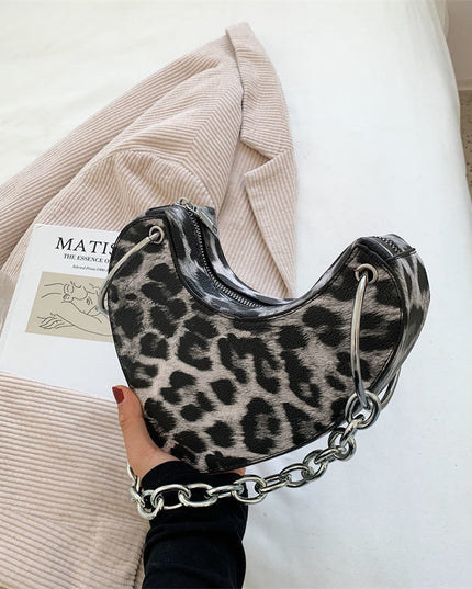 Heart Shaped Ladies Shoulder Bags Leopard Print Women Pu Leather Underarm