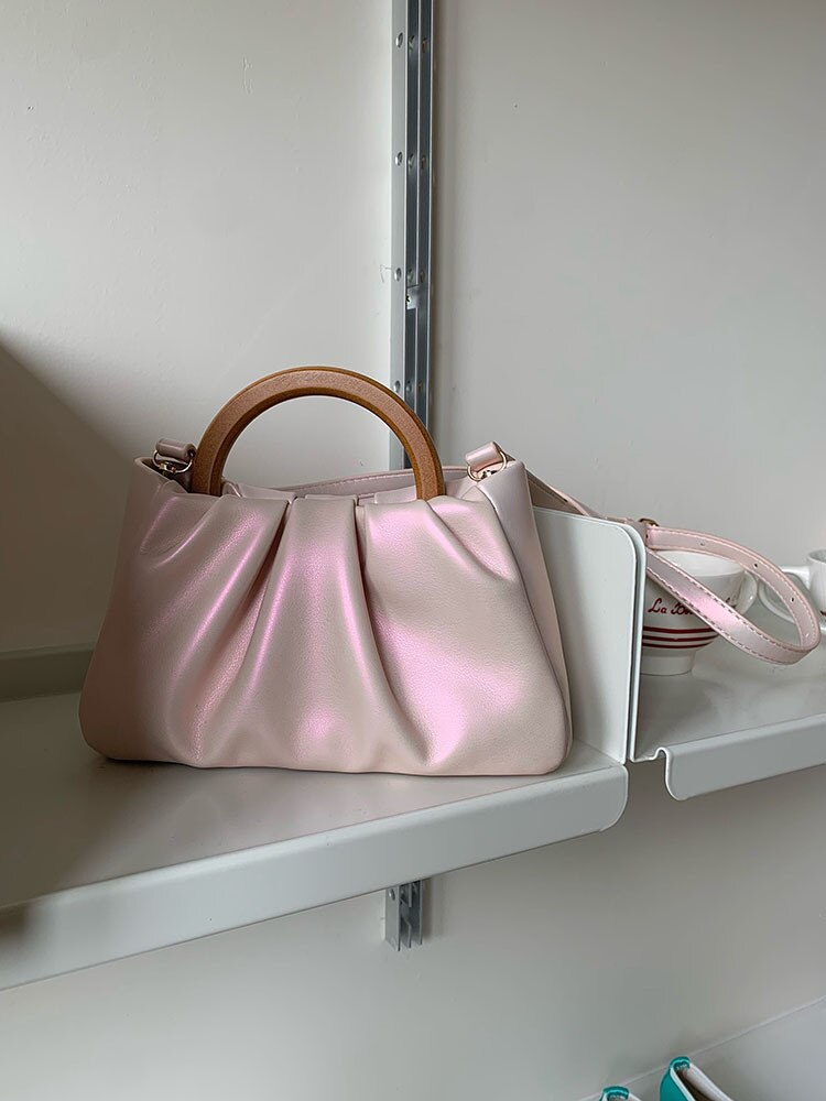 Sweet Pearl Handle Women's Small Shoulder Bags Pleated