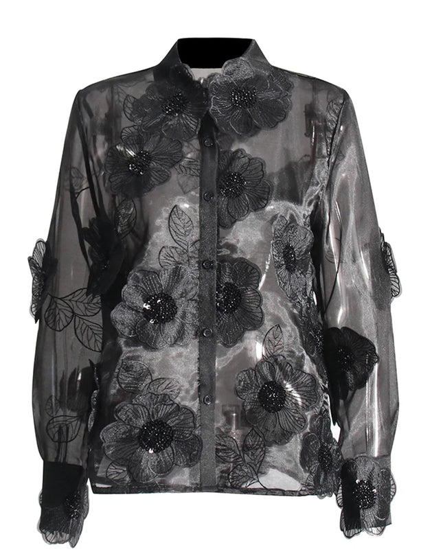 Stylische Patchwork-Bluse für Damen – Schick, transparent und minimalistisch!
