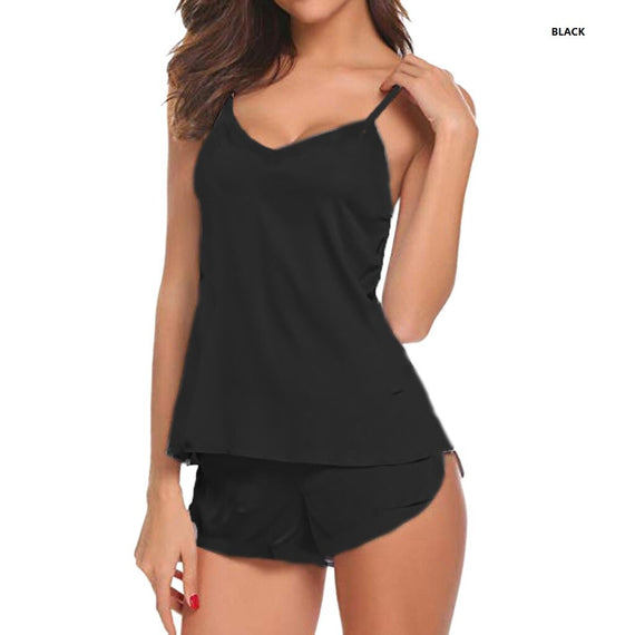 Ladies Sexy Pajamas Satin Pajamas Set Silk Lace Casual Two Piece Slings Fashion Solid Color Lingerie Women's Sexy Pajamas