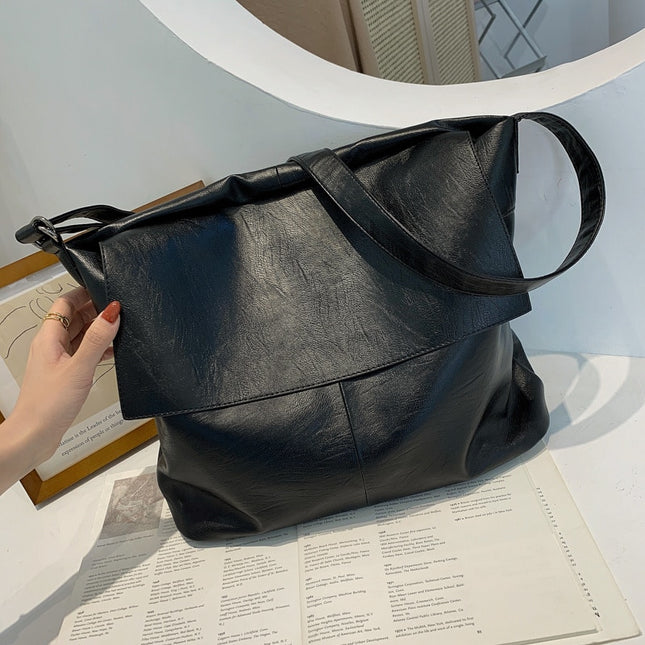 Big Black Bag Female Luxury Leather Shoulder Bag