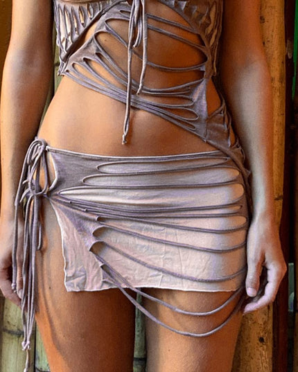 Bandage Ripped Fringes Mini Skirts for Women Fashion Outfits Hot Sexy Gypsy Skirt Summer 2023 Beachwear Bottoms