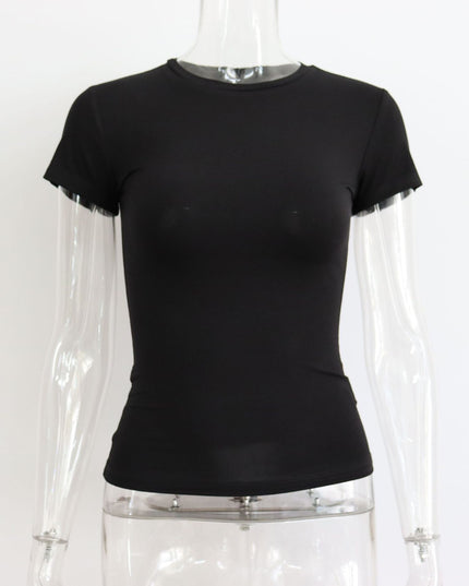 Lässige Mode Must-have Basic Kurzarm T-Shirts Rundhals Damen Oberteile Uni 2023 Sommer Slim Tops Kleidung