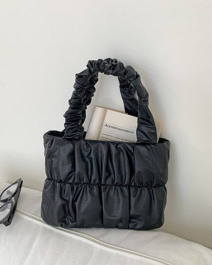 Fashion Pu Leather Women's Handbags Simple Pleated Design Ladies Square Shoulder